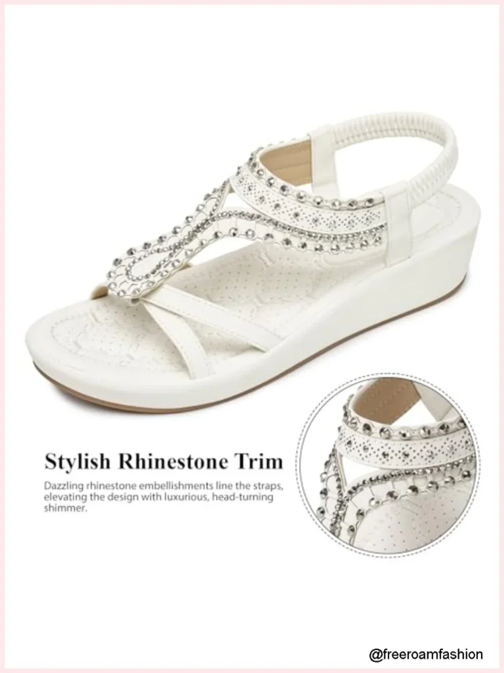 Memory Foam Wedge Sandals Rhinestone Slip On Platform Sandals